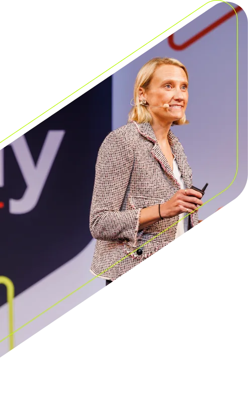 Speaker on stage at Amplify